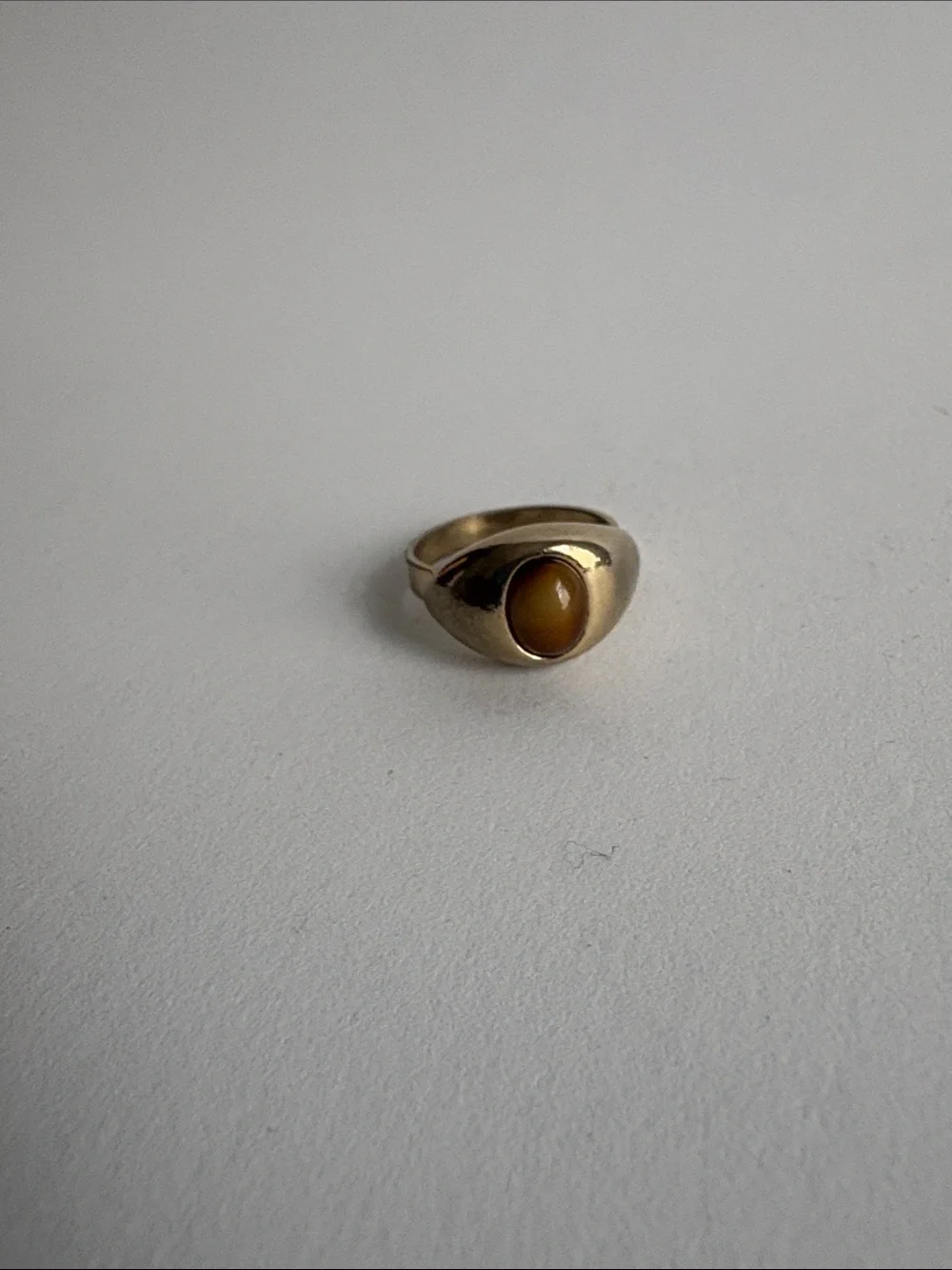 Gold Tiger’s Eye Signet Ring Oval Stone Adjustable Women Jewelry